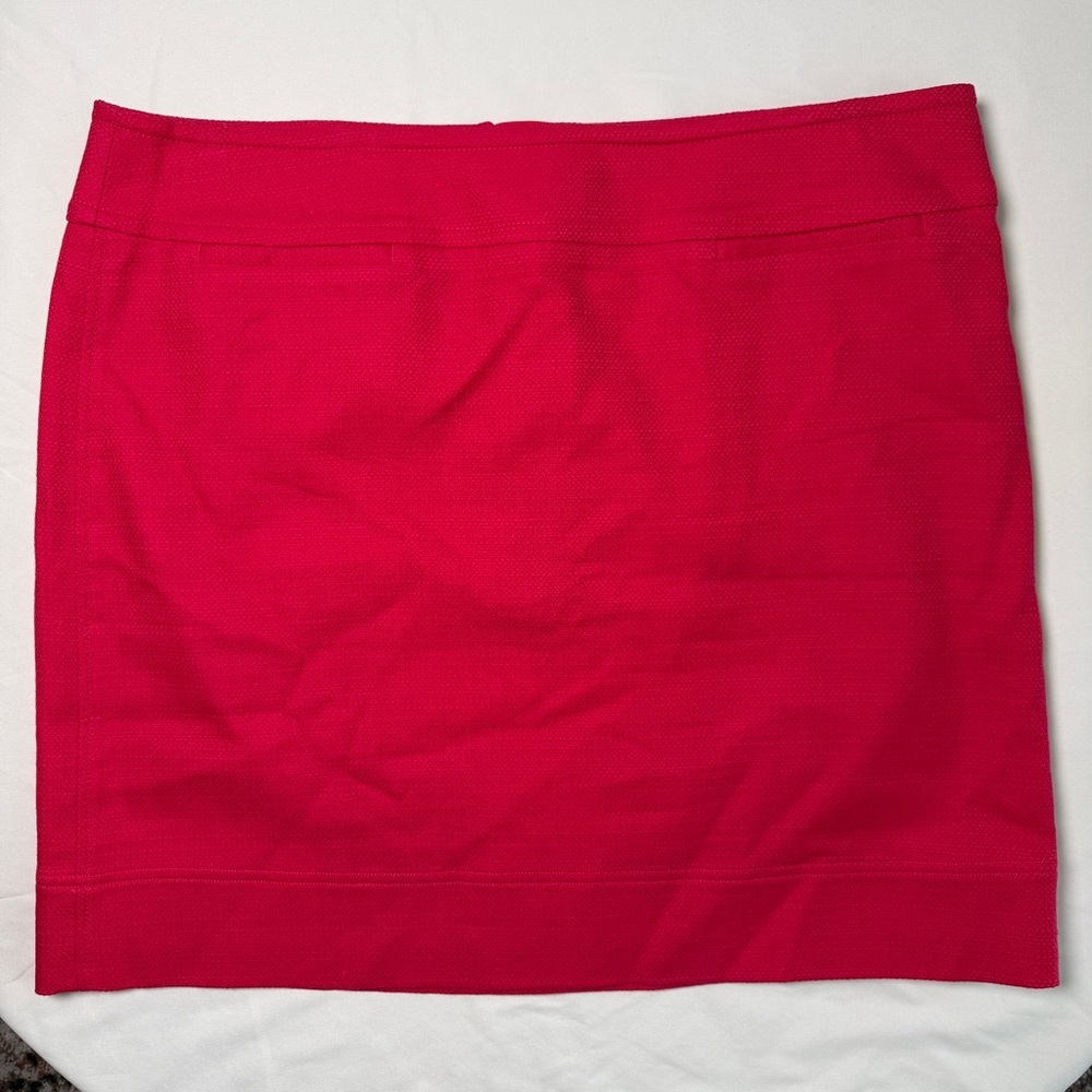 Talbots Cherry Red Mini Skirt Size 16 Textured Pique Zip Back